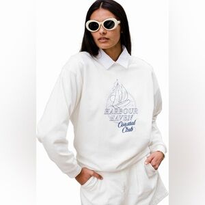 ABLE Anthropologie Oaklyn Graphic Crewneck Sweatshirt White Ski Graphic 2X